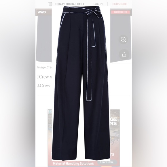 J. Crew for Net A Porter 12 Dark Blue Wide-Leg Pants with Striped Piping Accents - Picture 11 of 12